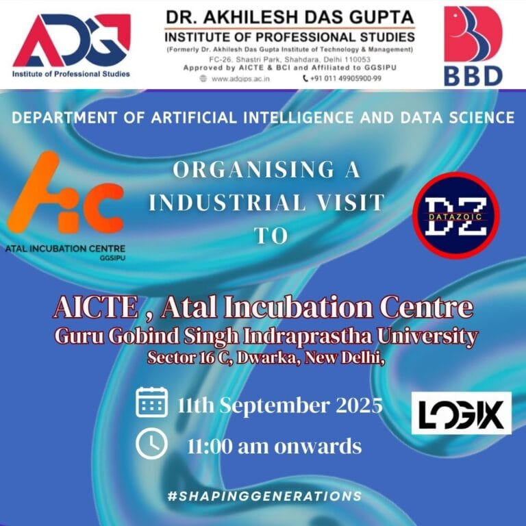 Industrial Visit to ATAL Innovation and Incubation Centre, GGSIPU